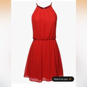 Elegant Coral Halter Dress
